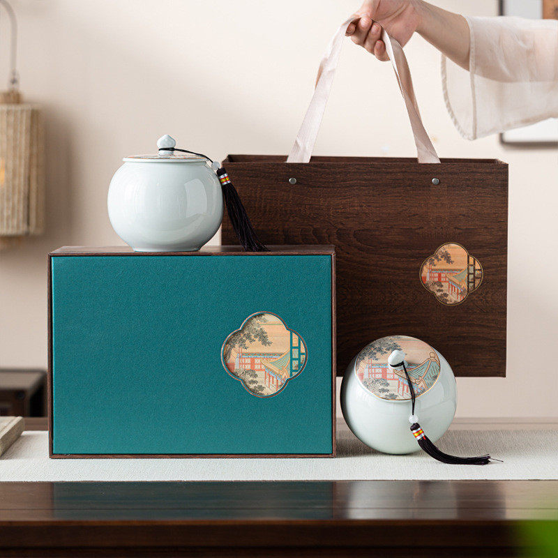 茶叶罐陶瓷密封储茶罐子青瓷绿茶普洱茶双罐瓷罐包装礼盒茶具,餐饮具,茶叶罐,淘宝优惠券,粉丝福利购,淘宝优惠卷