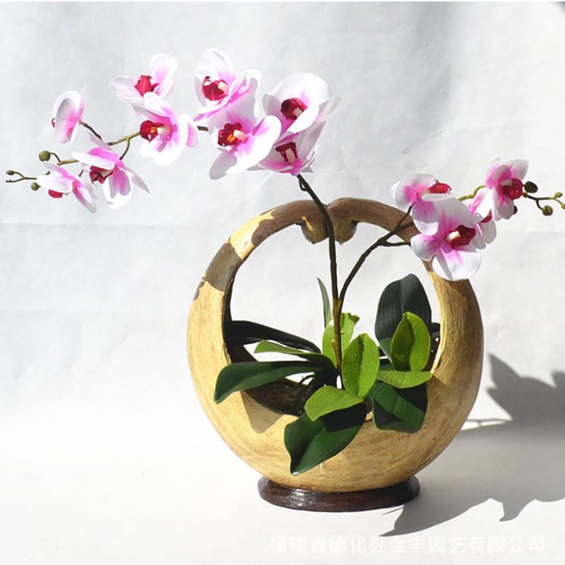 树脂大号树多肉花盆树桩月牙弯形头提篮蝴蝶兰绿植盆栽家居摆设