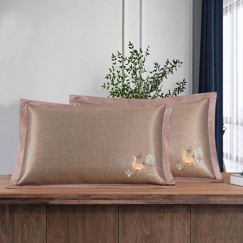 夏季冰丝枕套双面凉席枕头套夏天凉爽藤枕芯套加大成人枕席一