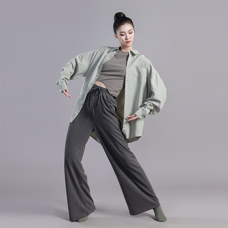 速发高货现代舞衬衫男女同款大码衬衣舞蹈服套装爵士舞蹈练功服表