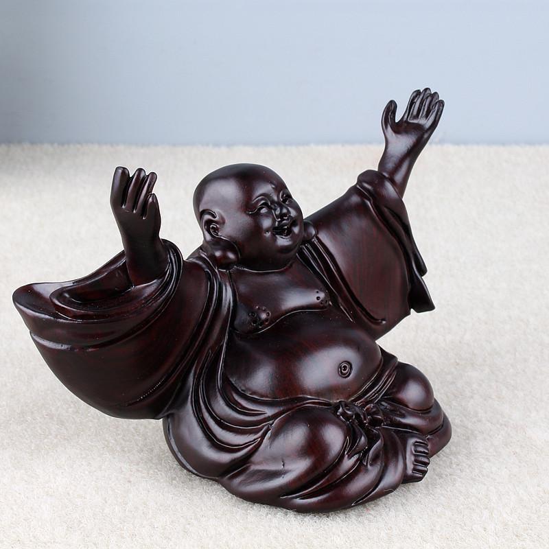 佛木雕新款坐黑檀皆大欢喜小坐佛木质车摆件家居装饰工艺礼品