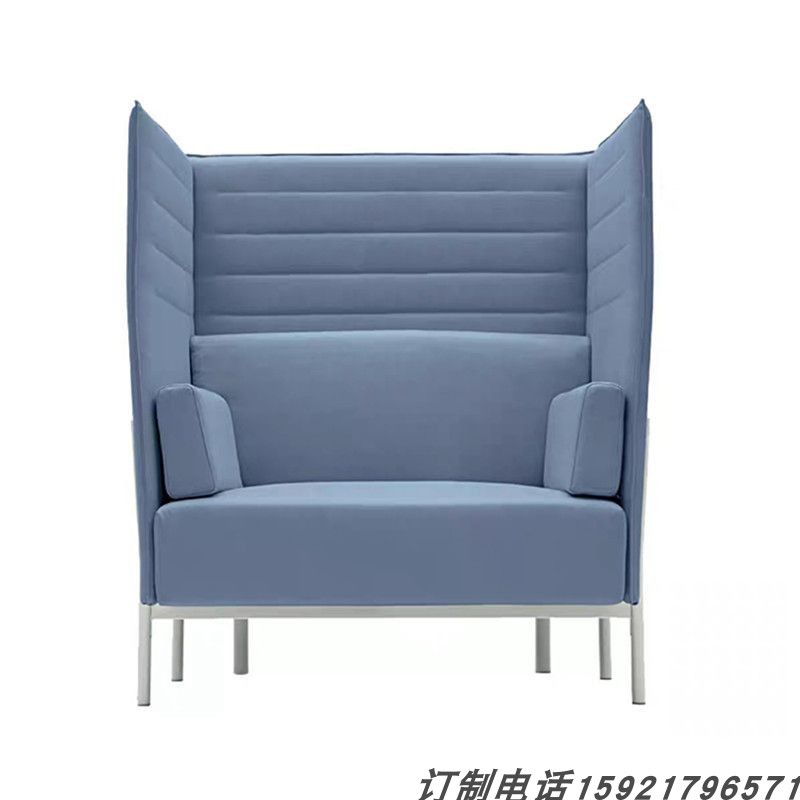 简约现代高背卡座布艺工业风沙发高背洽谈沙发咖啡厅民宿酒吧铁艺