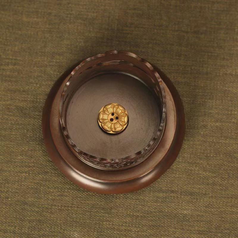 黄铜立香炉香盒中式香炉插卧香炉镂空立体复古家用立式圆香筒