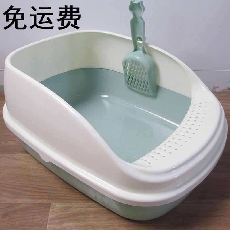 免运猫厕所流沙漏砂一体高边防外溅猫便盆半封闭猫砂盆批发大号