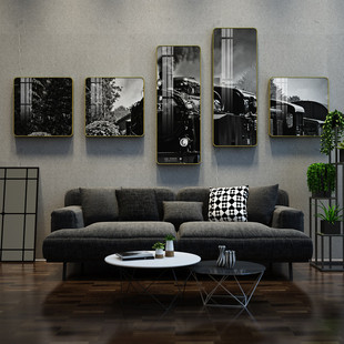 b17工业风装 饰客厅沙发背景墙黑白墙壁画挂画 饰画复古酒吧墙面装