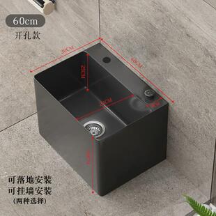 304不锈钢拖把池2023新款家用阳台洗拖布池黑色防溅水墩布池水池