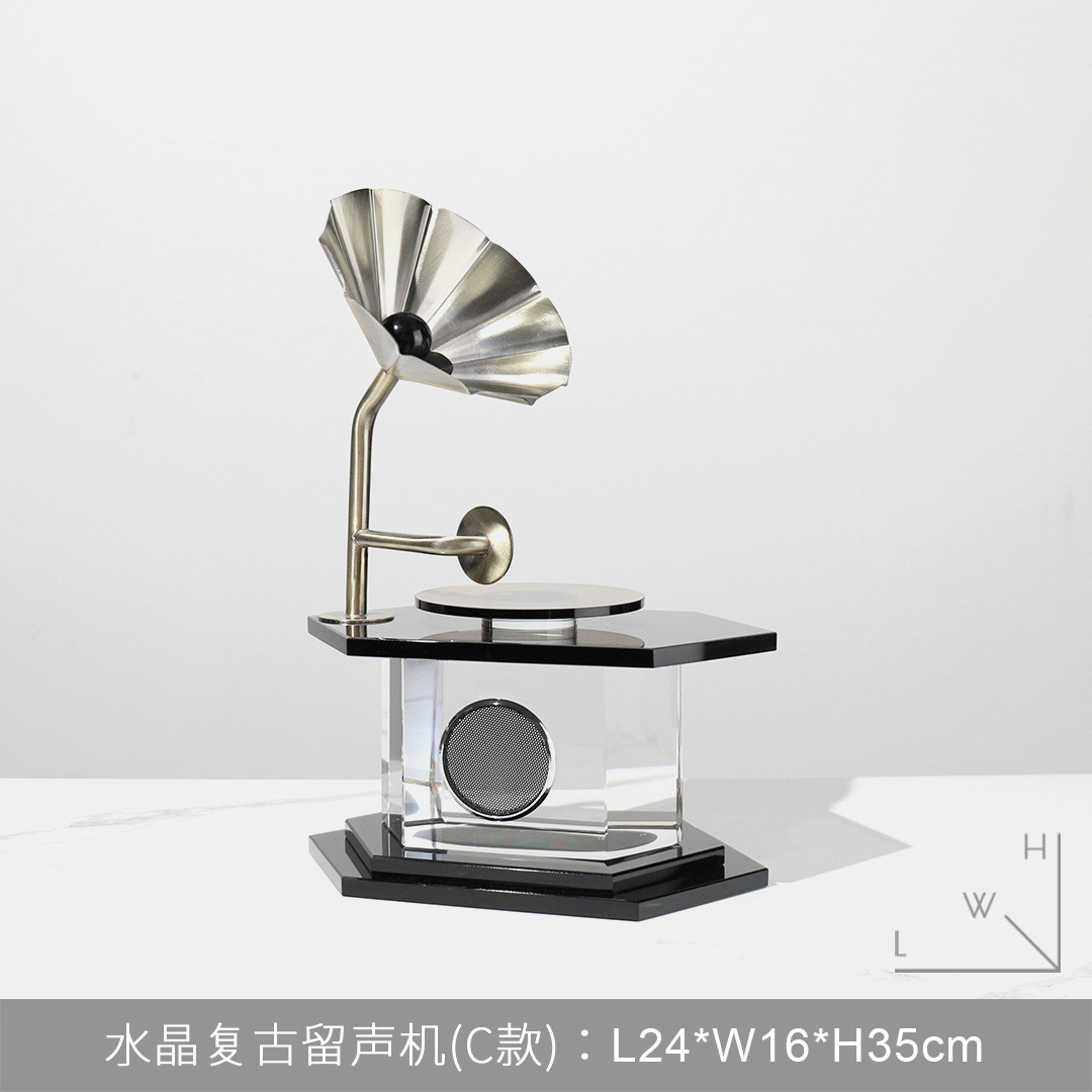 现代极简售楼处复古留声机桌面摆件家居客厅电视柜方形装饰品批发