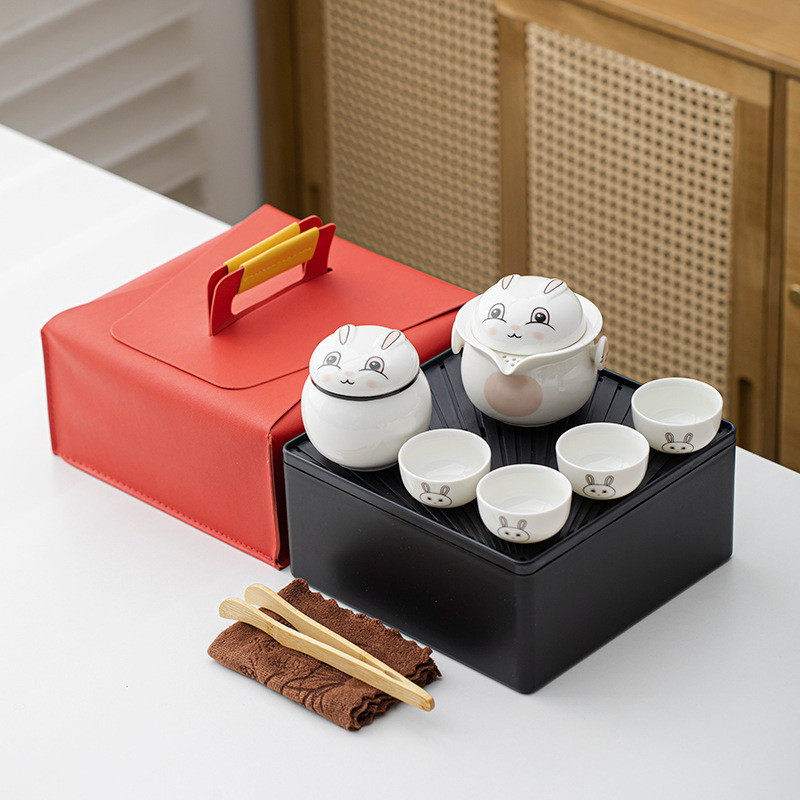 户外旅行茶具便携陶瓷功夫茶具快客杯泡茶壶节日赠送商务礼品