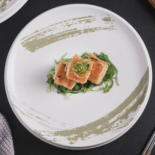 创意简约陶瓷圆凹商用菜餐厅私房酒店意境冷菜摆盘饭店个性凉菜盘