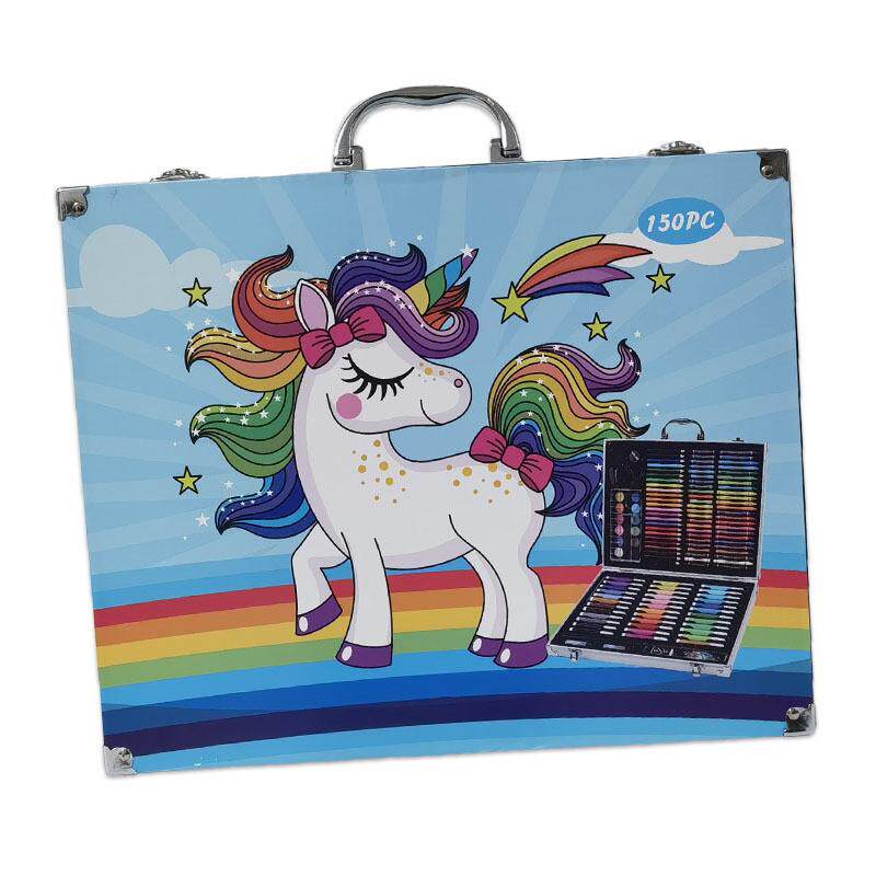 新款学生礼品儿童绘画用品水彩笔套装150铝盒绘画套装画笔套装盒 - 星辉璀璨桦出品