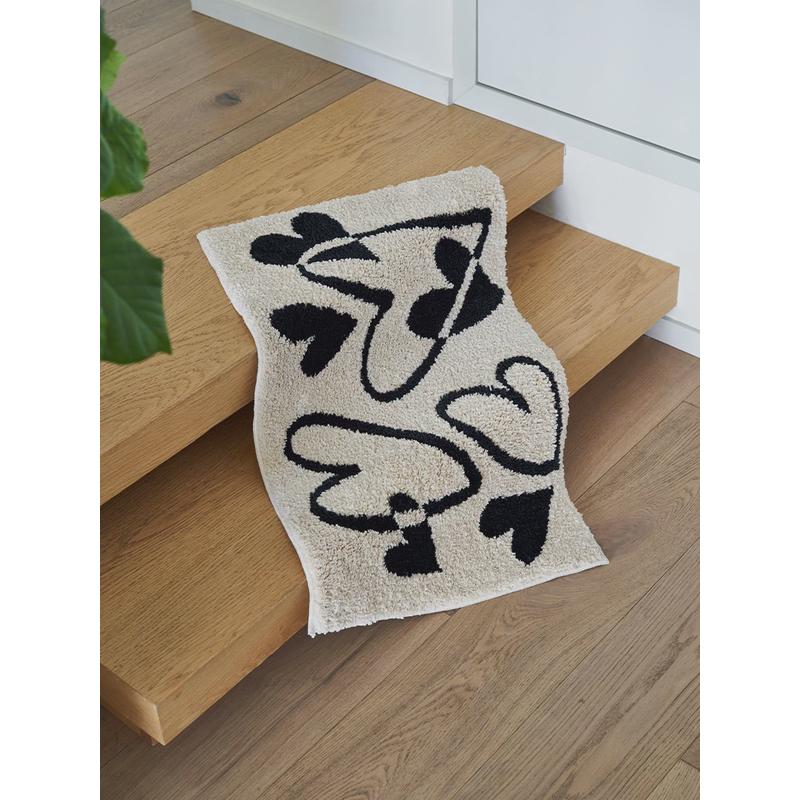 爱心中古米色植绒地毯簇绒玄关飘窗家用进门浴室吸水防滑毯撸猫感