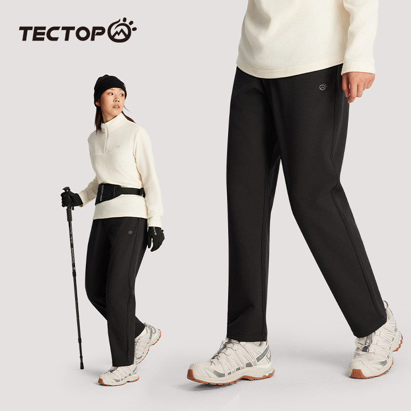 2024新款秋冬探拓户外女款弹力软壳裤加绒冲锋裤防风防水登山裤