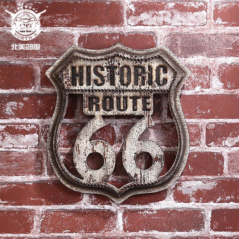 美式装饰用品66号公路木板挂件创意酒吧复古民宿装饰品