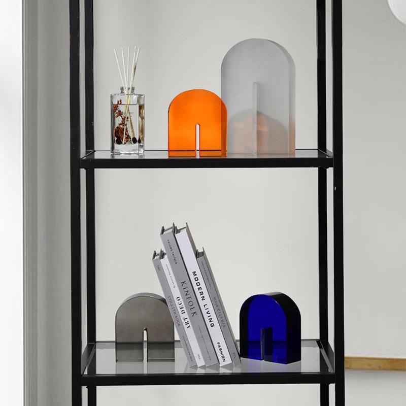 热销现代简约玻璃书档书靠桌面客厅书房办公室小摆件书柜创意软装