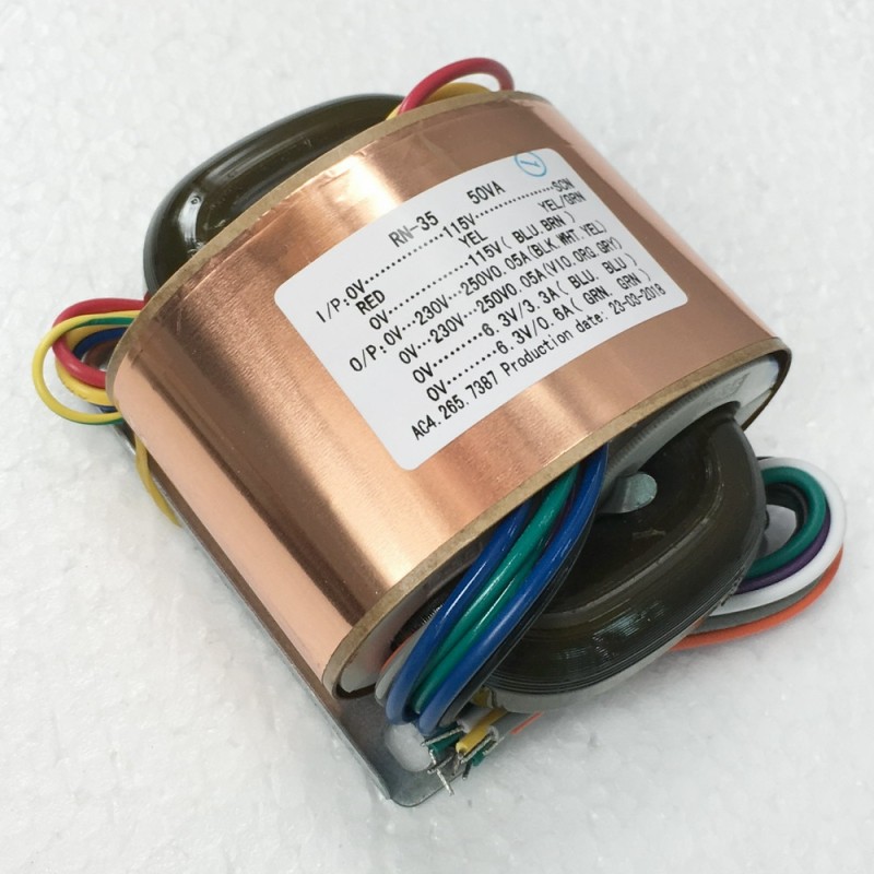 50W双组0-230V-250V(0.05A)+6.3V(3.3A)+6.3V(0.6A)带铜皮
