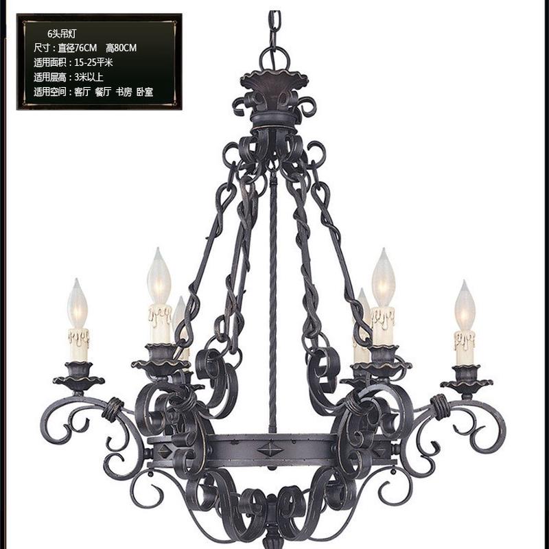 热销美式长吊灯创意楼梯间家用大吊灯铁艺别墅简约欧式大气复古蜡