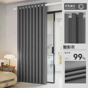 卧室小清新轻奢简约提遮阳帘布 青高级感绿窗帘加厚全遮光2023新款