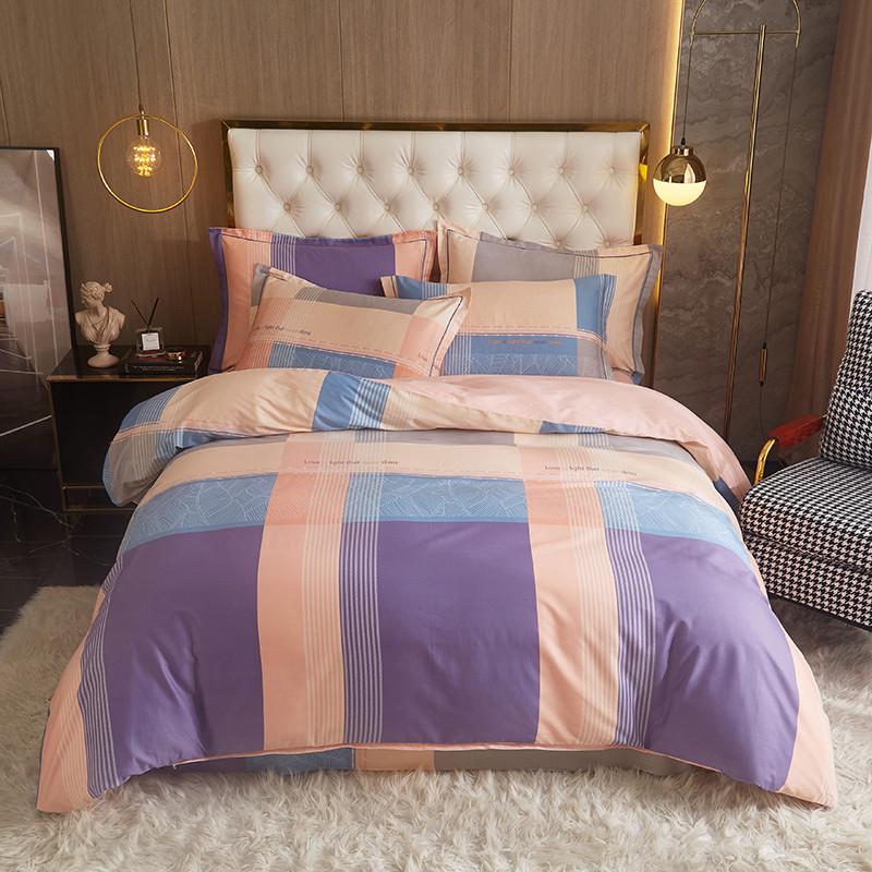 gz6m秋冬斜纹英伦风四件套条格欧美被套床笠1.8米1.5m2床品纯