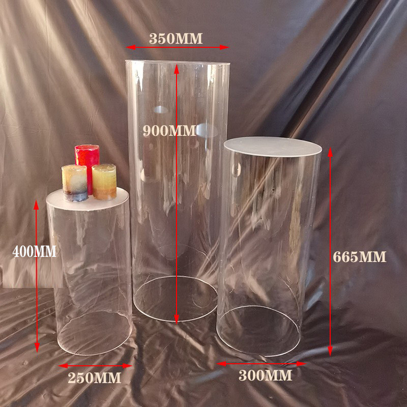 透明道具婚庆亚克力圆管甜品台生日派对婚礼酒店橱窗花艺装饰摆件