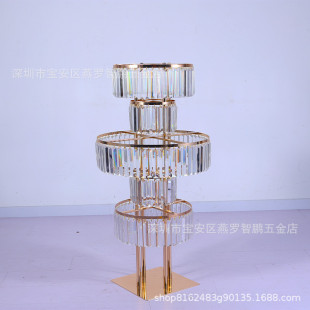 金色新款电镀路引婚庆装饰用品五层叠罗汉花架落地花器摆件铁艺