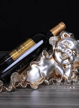 跨境热卖欧式复古银红酒架摆件树脂工艺品桌面装饰品十二生肖猪