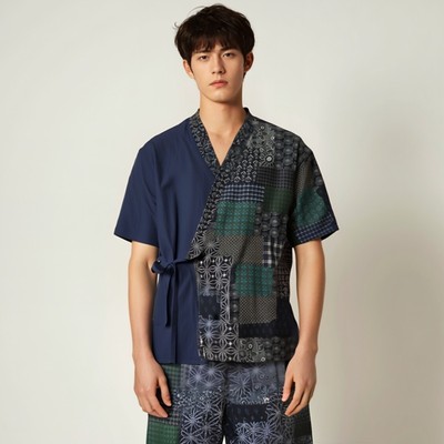 2024新款汗蒸服女纯棉麻加胸垫汤泉衣服开衫民族风桑拿服情侣新款