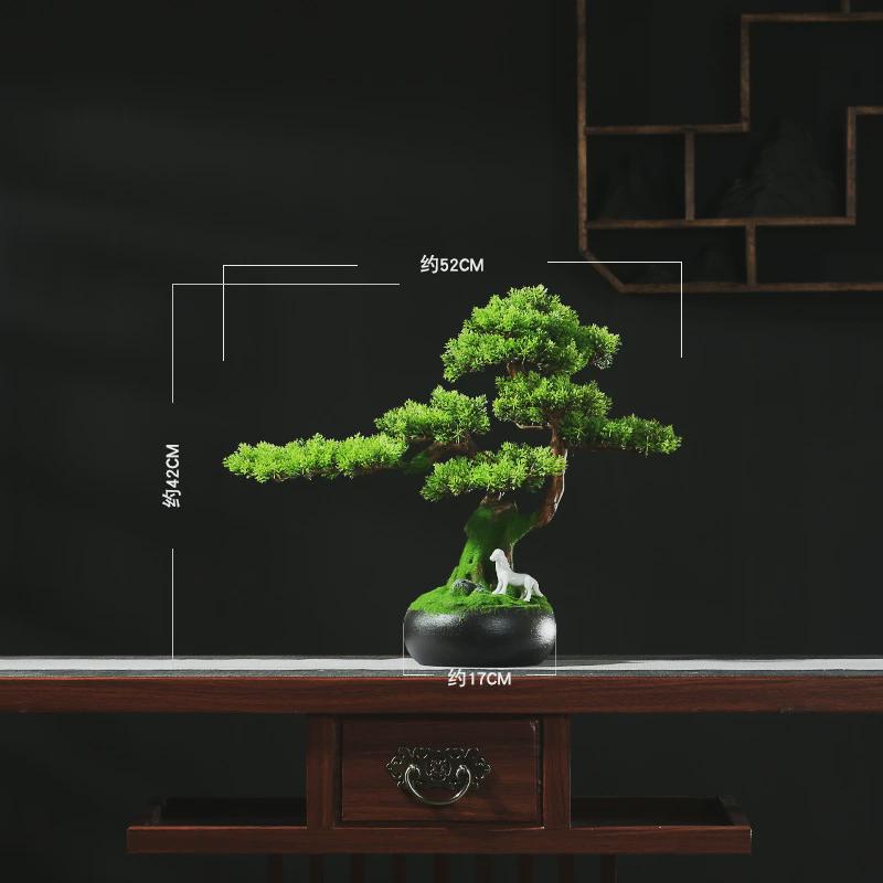 迎客松盆景摆件禅意仿真绿植桌面客厅玄关办公室室内装饰品新中式