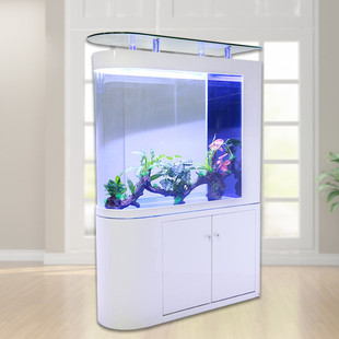 鱼缸圆头u形免换水屏风玻璃缸水族箱中型厂家一件订货下过滤超白