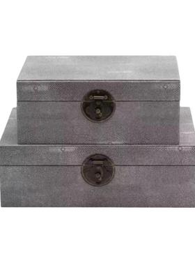 软装设计皮革收纳盒摆件样板间首饰盒样板房衣帽间玄关酒店会所