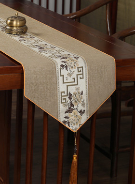 f諃1新中式桌旗古韵防水茶席茶台布艺轻奢茶几桌布茶垫布简约禅意