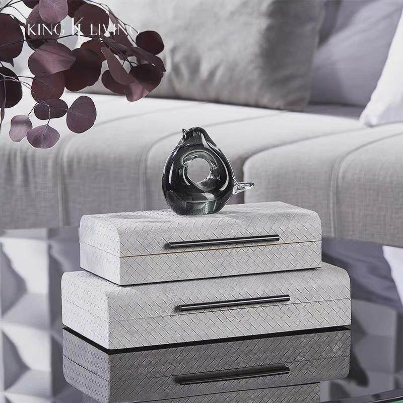 现代首饰盒创意编织纹首饰盒摆件样板间卧室梳妆台桌面装饰收纳,收纳整理,桌面收纳盒,淘宝优惠券,粉丝福利购,淘宝优惠卷