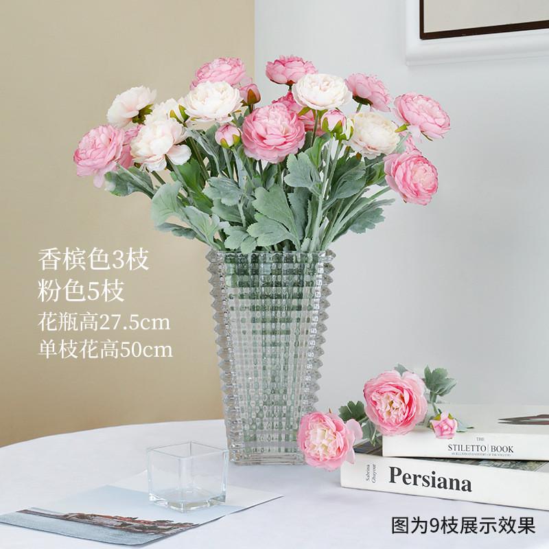 露莲花假花花束客厅餐桌花艺摆件洋牡丹装饰桌面绢花插花摆设