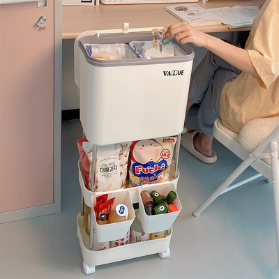 alj6不弯腰的垃圾桶带盖大容量厨房用大号家用收纳干湿分离垃圾分