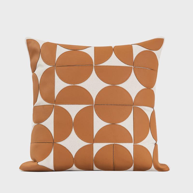 26x8newc现代轻奢皮质拼接抱枕橘色客厅沙发样板间靠枕可