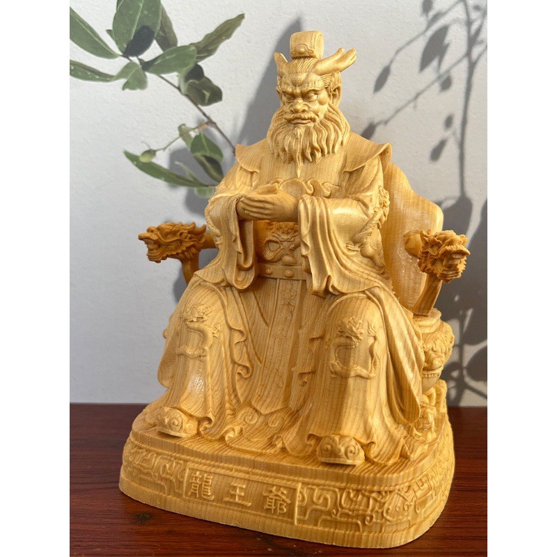 热销桧木木雕四海龙王生肖龙龙创意摆件实木家居王爷装饰神像工艺