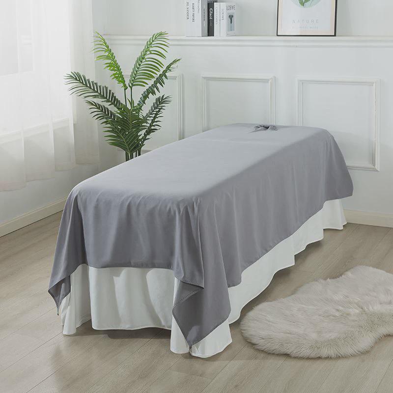 美容床单单件奢美容院黑白简约床罩四件套按摩高档格纯色厚