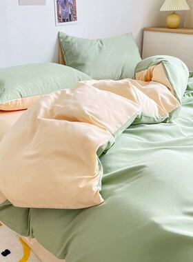 56n水洗棉床单四件套白色磨毛被套罩床笠宾馆民宿酒店床上用品三