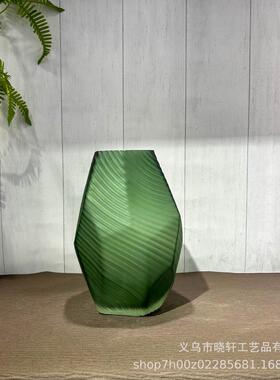 欧式设计绿色轻奢花瓶家居样板间高档装饰酒店客厅酒柜不规则摆件