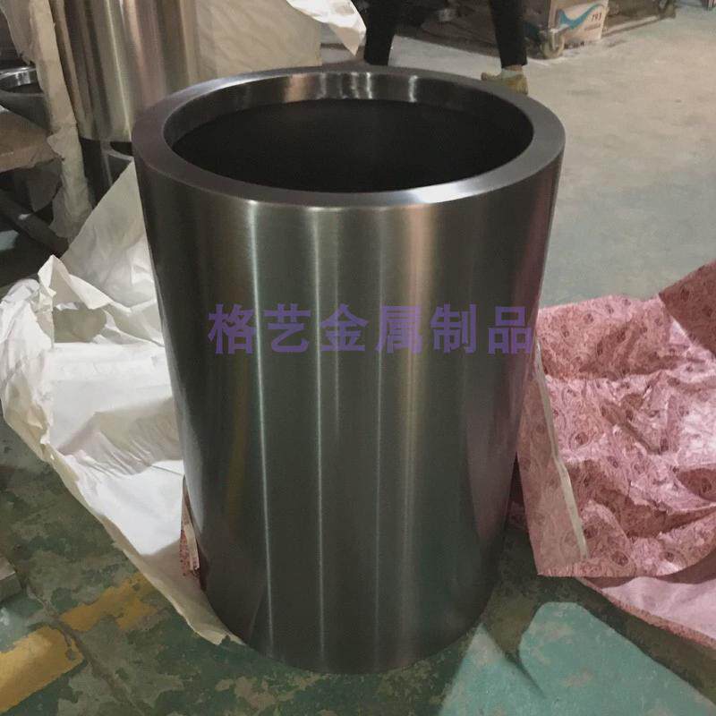 不锈钢花盆花桶落地圆形玫瑰金金属绿植花盆套钛黑花箱花瓶