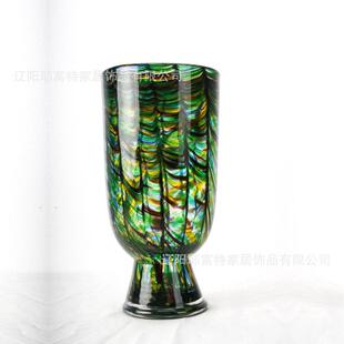 欧式颜彩色玻璃敞口大口径富贵竹花瓶插花艺术高级感高轻奢值盘碗