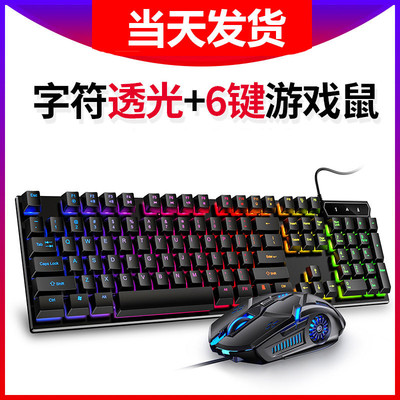 电脑台式通用有线静音茶轴机械手感键盘鼠标套装双飞燕办公打字