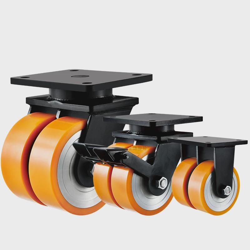 4超重型5寸6寸8寸10寸12寸寸脚轮双排万向轮聚氨酯pu锻钢轮子静音