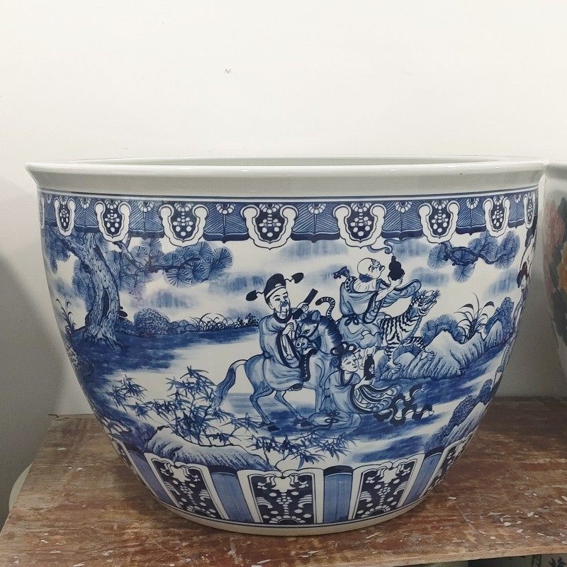 景德镇陶瓷水缸超大号手绘龙纹铁树鱼缸园林装饰花卉青花瓷栽花盆