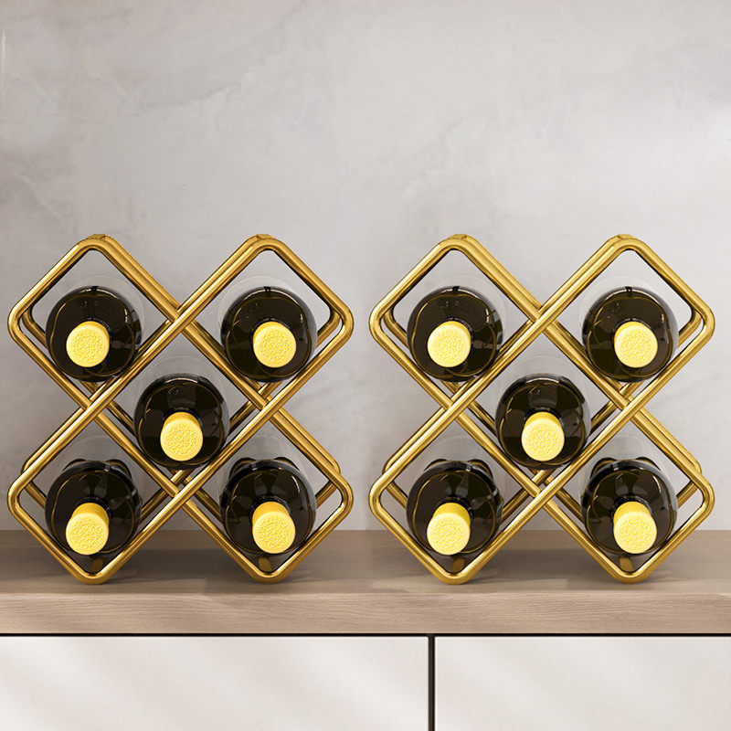 87n红酒架摆件轻奢展示架网格放置物架酒柜内斜葡萄酒红酒瓶托架