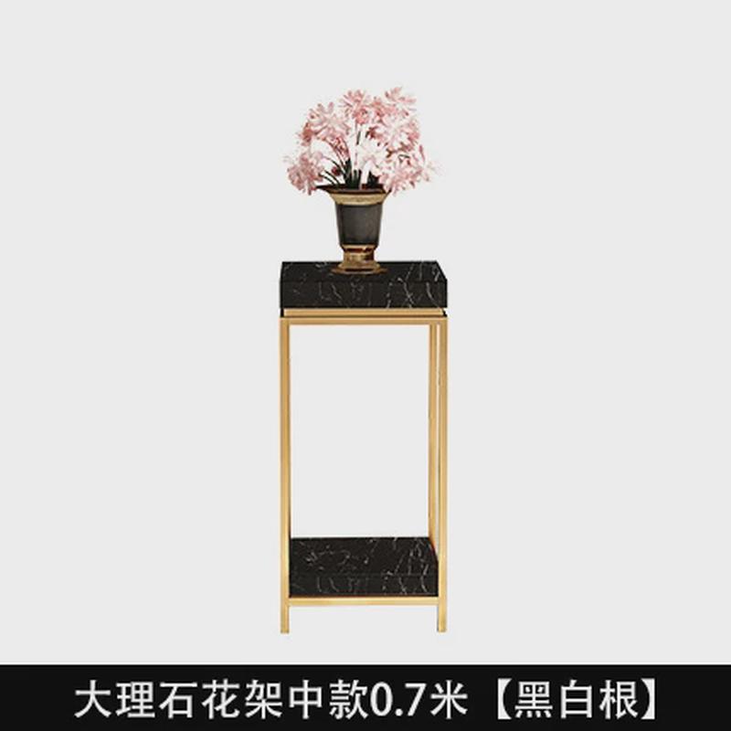 轻奢大理石花架子客厅落地式高端不锈钢置物架阳台简约现代北欧风