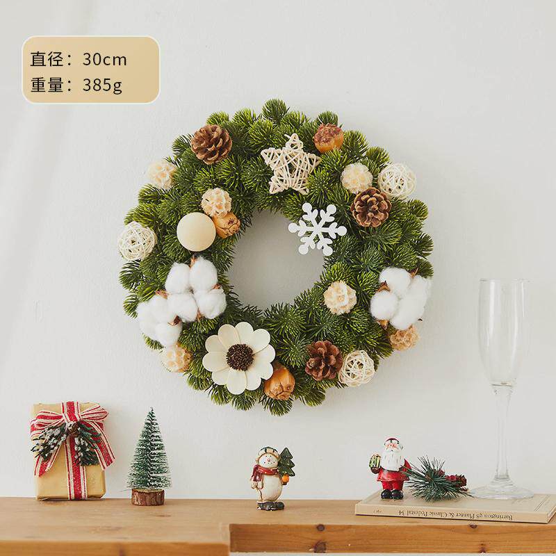 韩式小型诺贝松圣诞树圣诞节藤条套餐桌面摆件花环装饰品场景布置