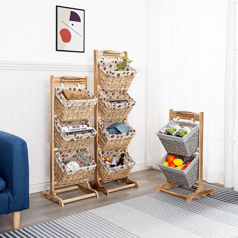 实木置物架客厅卧室零食藤编多层收纳架杂物厨房玩具储物架置地式,收纳整理,整理架/置物架/收纳架,淘宝优惠券,粉丝福利购,淘宝优惠卷