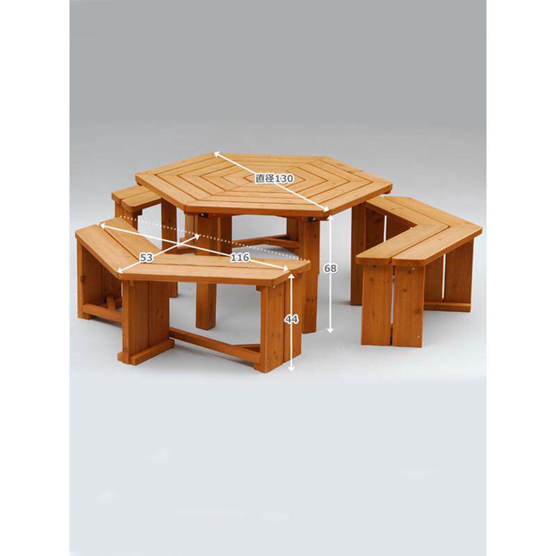 新款户外连体桌椅组合庭院儿童野餐桌幼儿园游戏套件桌子儿童实木