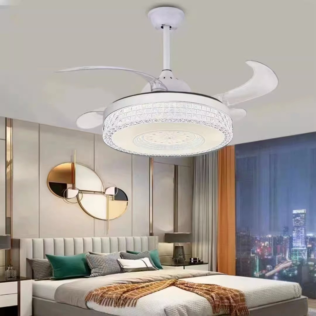 吊扇隐形风扇灯卧室餐厅现代简约家用LED餐厅一体吊灯客厅灯批发