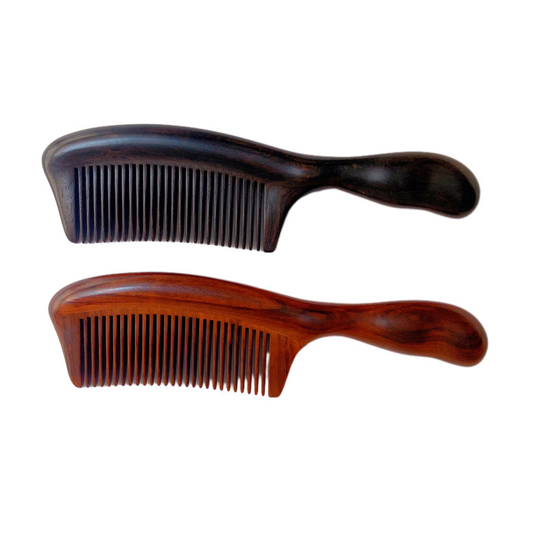 天然头皮防静电头皮按摩檀木梳子女生长发长柄密齿家用紫光檀木梳